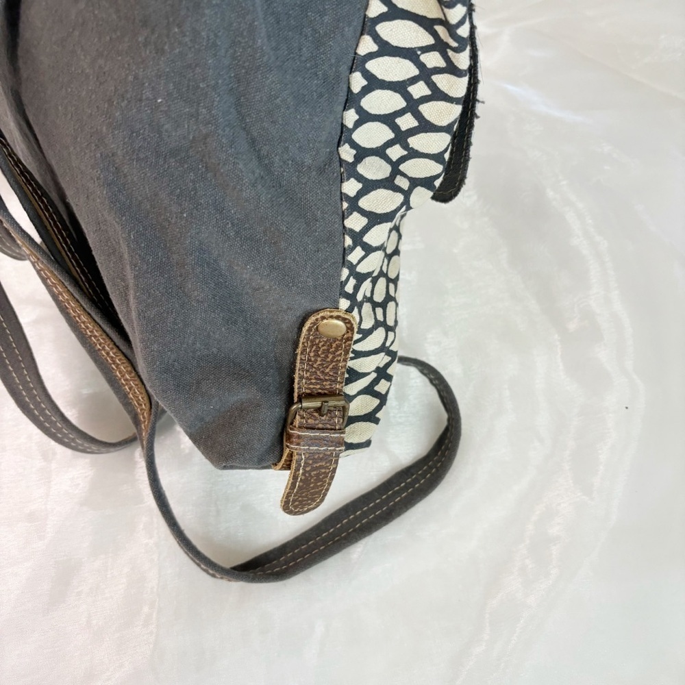 Myra Bag Gray Patterned Leather & Brown Trim Backpack - Picture 6 of 6